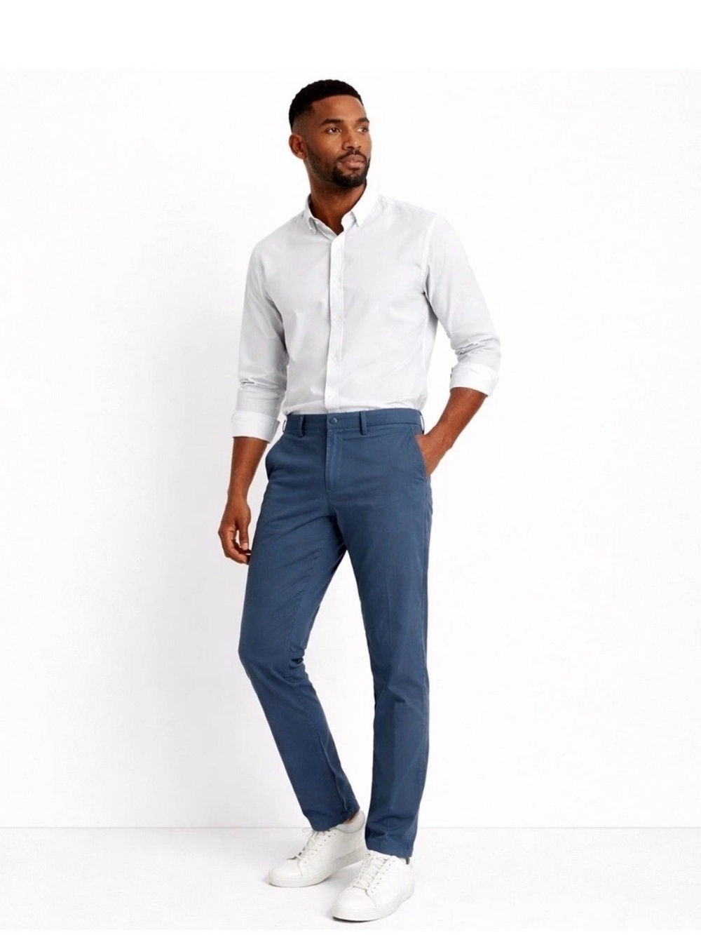 Quince Ultra-Stretch 24/7 Smart Chino Ocean Blue Mens Pants 34x34 Office Casual